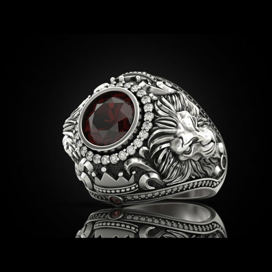 Anillo de Hombre Vintage en Aleación con Diseño de León y Diamantes - Image 7