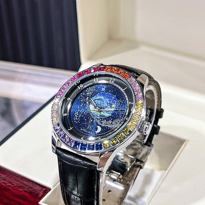 Reloj Mecánico Automático Hombre Cielo Estrellado con Cristales Luminosos Resistente al Agua