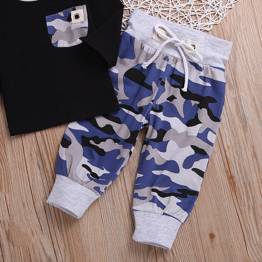 Conjunto Infantil 3 Piezas: Camiseta Manga Larga + Pantalón Camuflaje + Gorro - Image 12