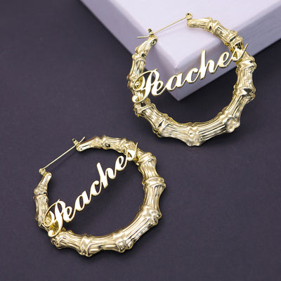 Aretes Personalizados de Acero Titanio y Bambú Redondos - Image 10