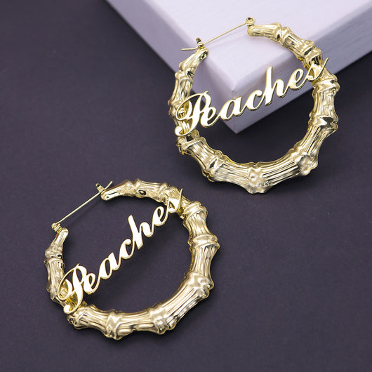 Aretes Personalizados de Acero Titanio y Bambú Redondos - Image 10