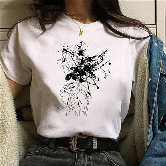 Camiseta Estampada Cuello Redondo Manga Corta para Mujer - Image 8
