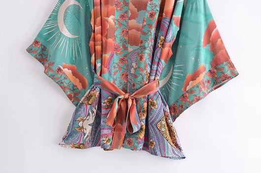 Kimono Cardigan Suelto con Estampado de Luna y Cinturón - Image 14
