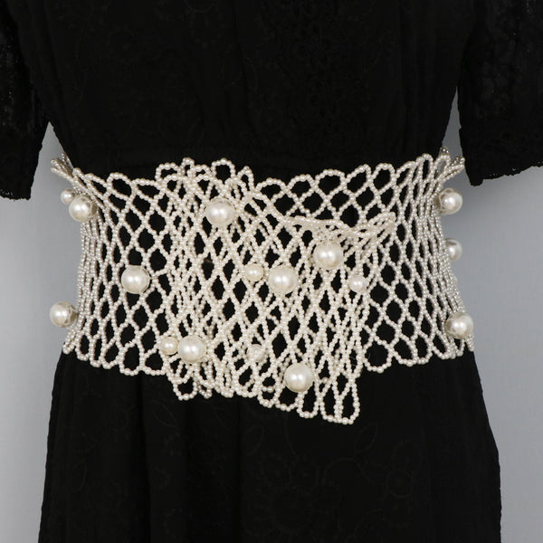 Cinturón Decorativo Hueco con Perlas para Mujer