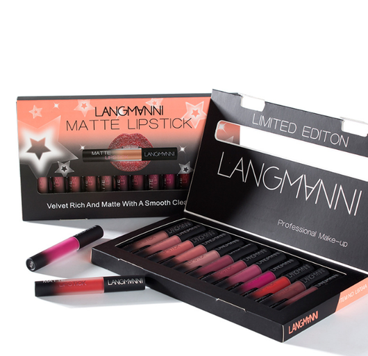 Set de Labiales Mate Aterciopelados Resistentes al Agua de Larga Duración