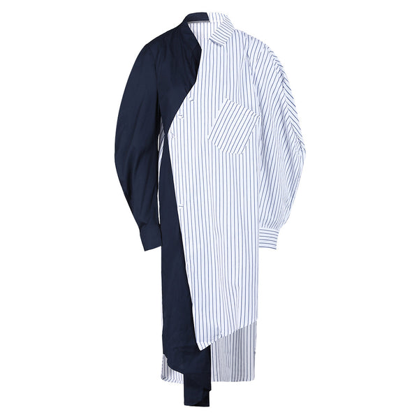 Vestido Camisero Rayas Azul Marino - Diseño Versátil y Cómodo