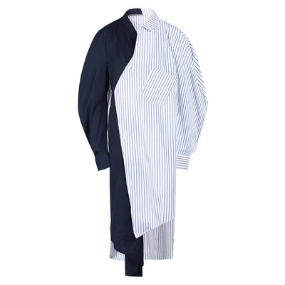 Vestido Camisero Rayas Azul Marino - Diseño Versátil y Cómodo