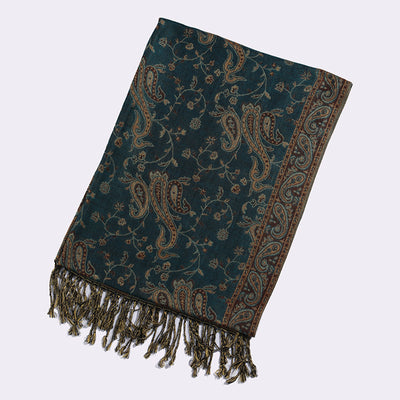 Bufanda Jacquard de Cachemira Clásica Multiusos con Flecos de Anacardo - Image 12