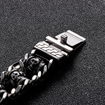 Pulsera de Acero Inoxidable Calavera Retro para Halloween - Image 13
