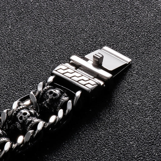 Pulsera de Acero Inoxidable Calavera Retro para Halloween - Image 13