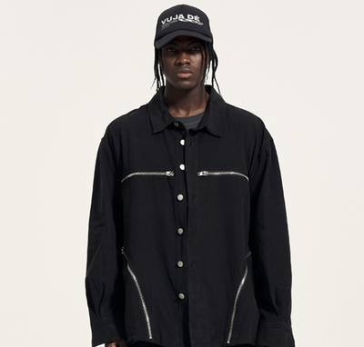 Camisa Manga Larga Oversize con Cierre Grande - Estilo Trendy