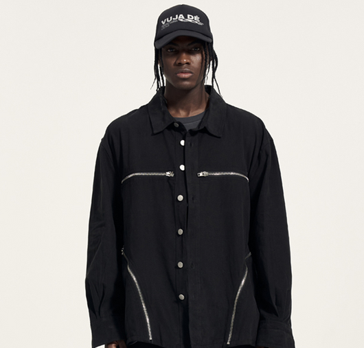 Camisa Manga Larga Oversize con Cierre Grande - Estilo Trendy