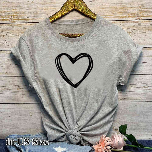 Camiseta Mujer Estampado Corazón Manga Corta Suelta Casual Verano - Image 4