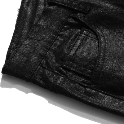 Jeans Negros Rectos Vintage con Acabado Encerado - Image 2
