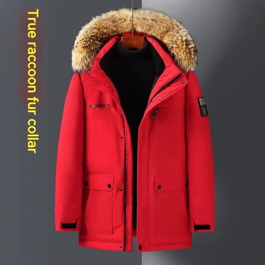 Chaqueta Acolchada de Plumón de Pato para Hombre con Cuello de Piel - Image 16