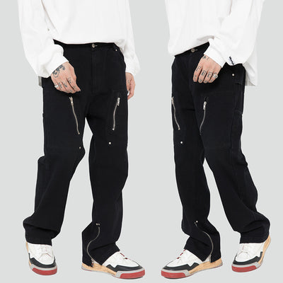Jeans con Diseño de Cierre Dividido Estilo Urbano