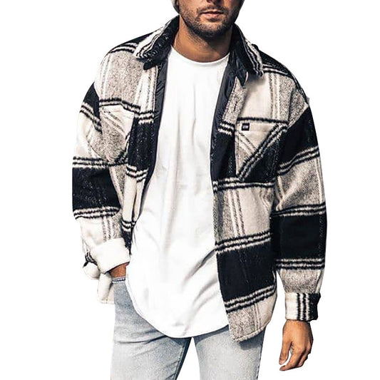 Blazer Casual de Cuadros con Solapas Contrastadas - Versátil para Hombre - Image 2