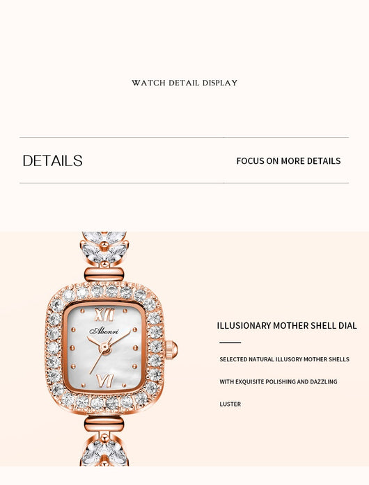 Reloj de Cuarzo Dorado con Cristales y Esfera Cuadrada Pequeña - Image 19