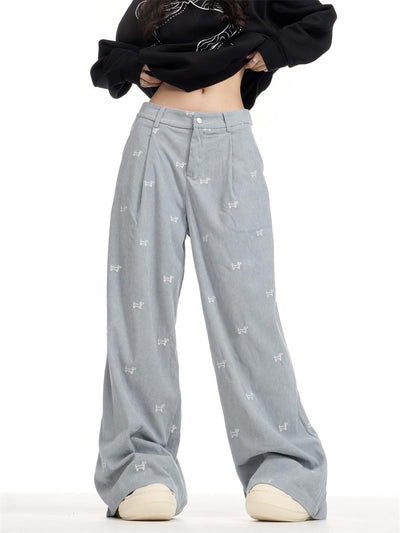 Pantalones Corduroy Retro Americano con Bordado Completo para Mujer - Corte Recto Holgado - Image 12
