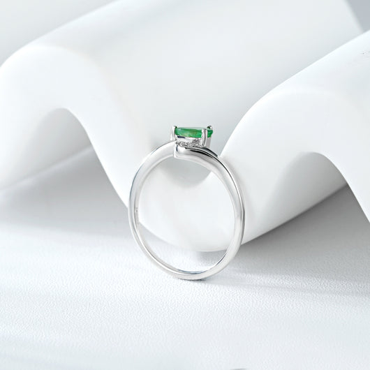 Anillo de Plata S925 con Esmeralda Ajustable - Elegancia Minimalista - Image 4