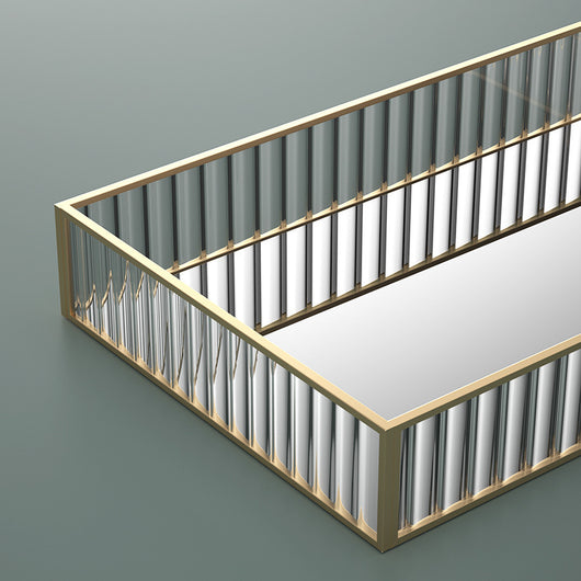 Bandeja de Almacenamiento Cristal Rayada Estilo Nórdico Lujo - Image 4