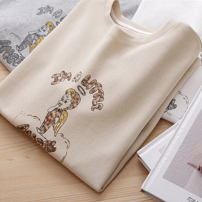 Camiseta de Algodón Estampada Suelta Cuello Redondo Manga Corta para Mujer - Image 6