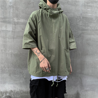 Playera Suelta con Capucha Estilo Hong Kong Manga Media Hombre