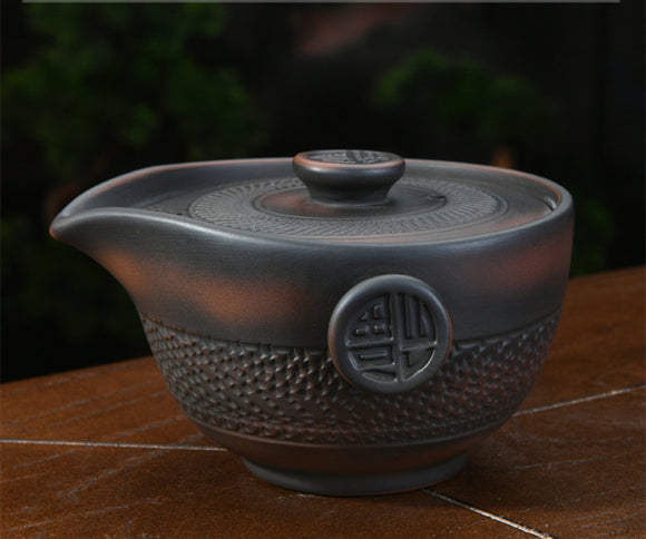 Tetera Artesanal Retro de Cerámica - Diseño Clásico de Una Taza