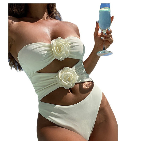 Traje de Baño Floral Tridimensional para Mujer