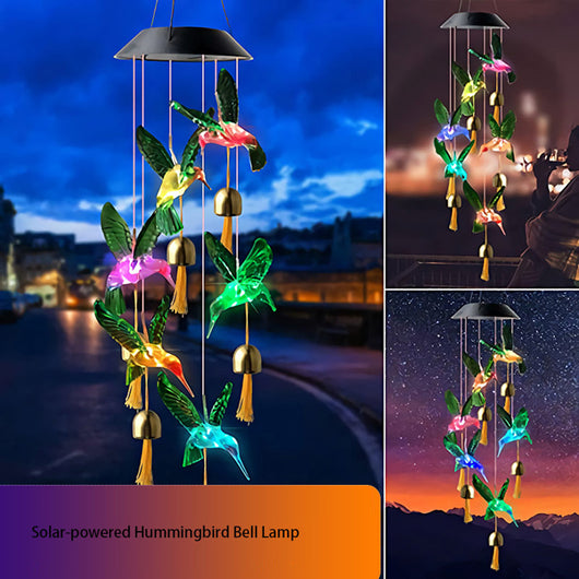 Lámpara Solar Decorativa con Cambio de Color - Carillón de Viento Cristal Colibrí y Mariposa - Image 16