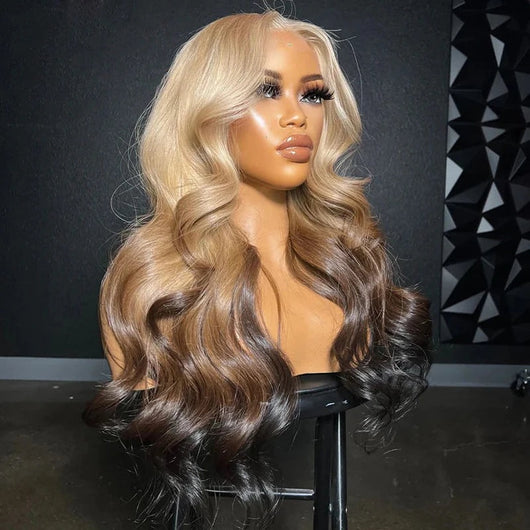 Peluca Frontal de Encaje Ondas Sueltas Rubio Miel para Mujer