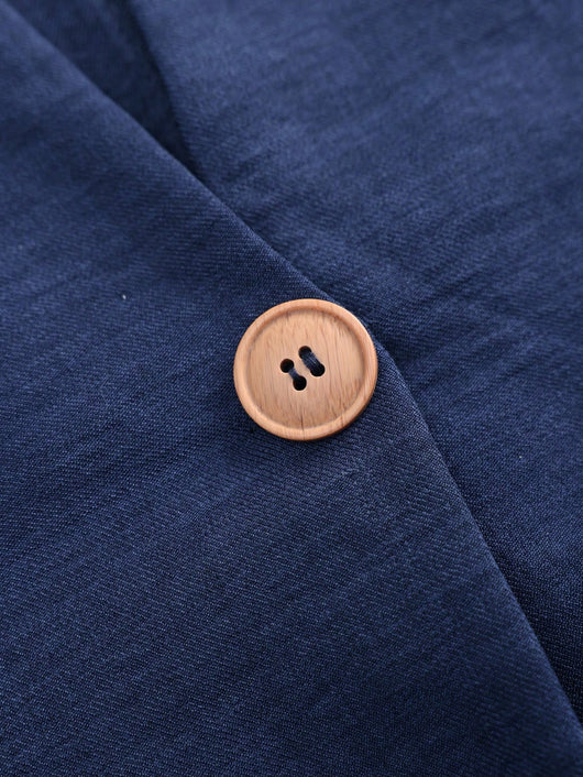 Camisa Vacacional Cuello V Manga 3/4 Colores Lisos - Image 3