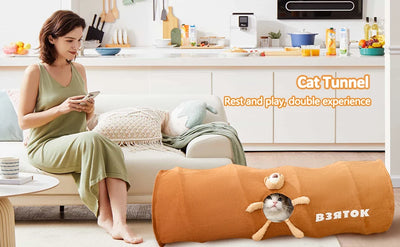 Túnel Felino Plegable con Bola de Peluche - Juguete Interactivo para Gatos de Interior - Image 11