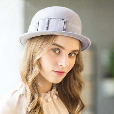 Sombrero de Fieltro de Lana para Mujer - Elegante Modelo Redondo