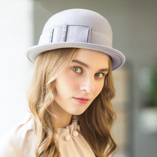 Sombrero de Fieltro de Lana para Mujer - Elegante Modelo Redondo