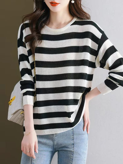 Blusa Holgada Rayas Manga Larga Estilo Occidental para Mujer - Image 9