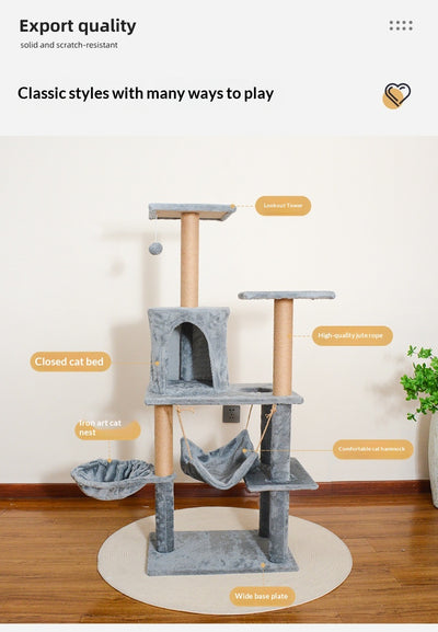 Combo de Árbol Rascador Grande con Cama para Gatos de Uso Doméstico - Image 11