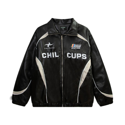 Chaqueta de Cuero PU Bordada para Motociclista - Diseño Holgado Americano - Image 5