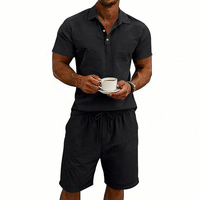Conjunto de Shorts y Camiseta de Lino para Hombre - Ajuste Relajado - Image 28