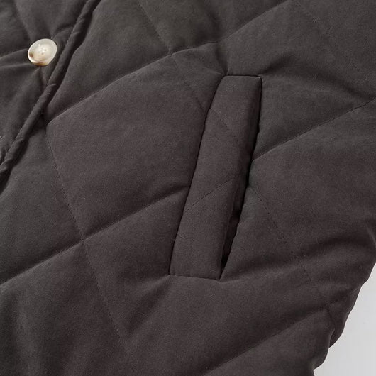 Abrigo Acolchado de Algodón con Cuello Alzado y Diseño Rombo Europeo - Image 23
