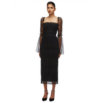 Vestido Elegante Femenino Lunares Malla Chifón - Image 5
