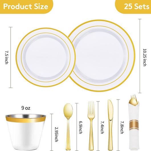 Juego de Vajilla Desechable Premium con Copa, Cubiertos y Plato Calado - Image 3