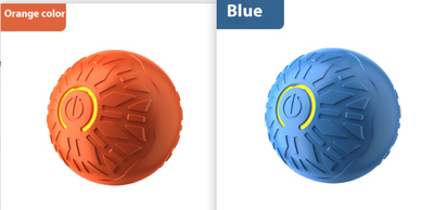 Upgraded blue electric jumping ball for pets with a yellow power button, made of chewable silicone, on a white pedestal. - Image 11
