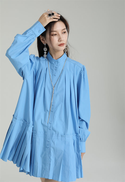 Vestido Camisero Plisado Manga Larga Diseño Exclusivo - Image 26