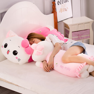 Almohada Larga de Peluche Gato con Corazón para Niñas - Image 2