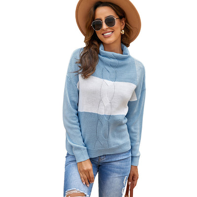 Suéter Cuello Alto con Costuras Contrastantes y Detalles Calados - Image 7