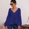 Blusa V-Neck con Mangas Abullonadas en Colores Sólidos