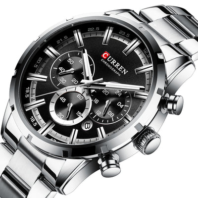 Reloj de Acero Inoxidable Multifunción con Calendario y Correa Metálica para Hombre - Image 3