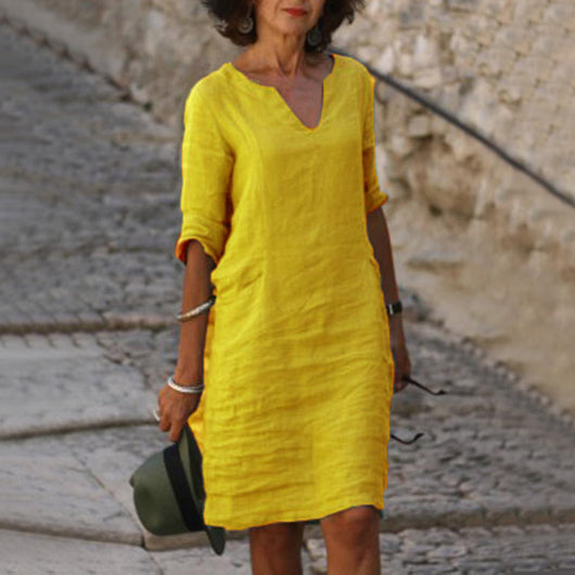 Vestido Midi Cuello V Otoño - Diseño Clásico Europa y América - Image 11