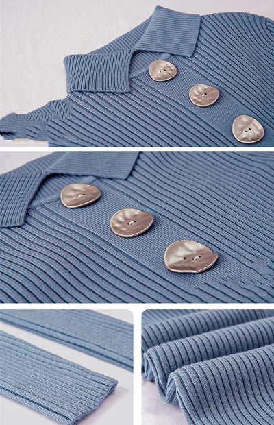 Suéter Tipo Camisa con Cuello Alto y Botones para Mujer - Image 15